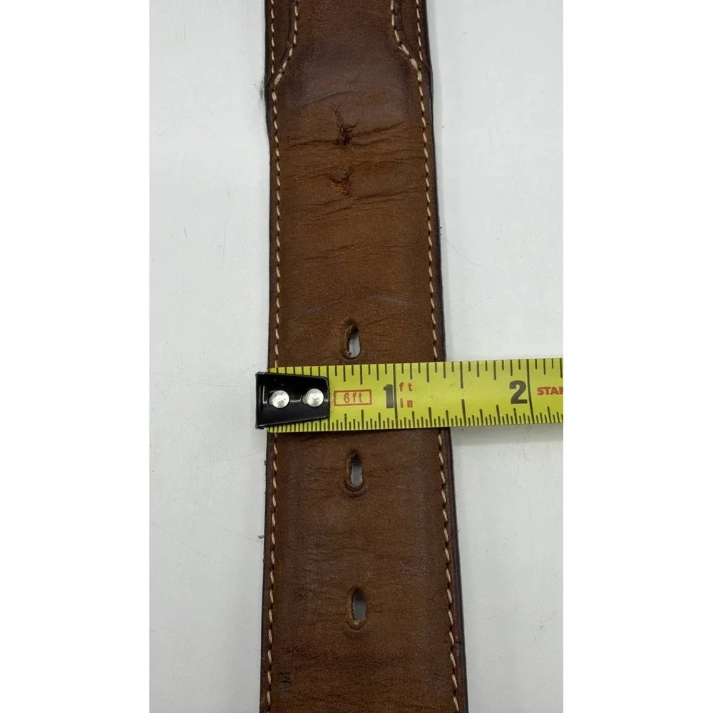 Silver Creek Classics Brown Leather Belt. Dick's Mufflers Buckle Sz. 36 Western